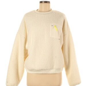 CONVERSE Oversized Sherpa Crewneck Lined Sweatshirt, Women’s M, Cream